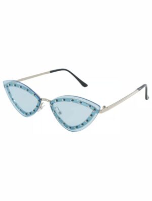 Kostümzubehör Brille Katzenaugen blau