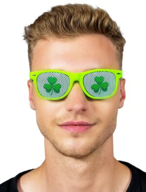 Kostümzubehör Brille Kleeblatt grün