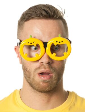 Kostümzubehör Brille Kürbis gelb