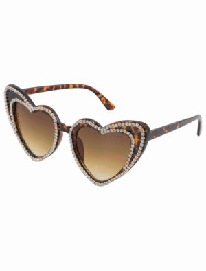 Kostümzubehör Brille Leoprint mit Strass braun
