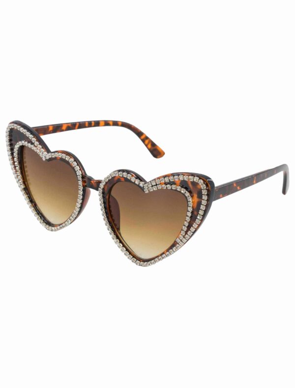 Kostümzubehör Brille Leoprint mit Strass braun