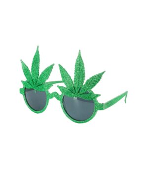 Kostümzubehör Brille Marihuana grün