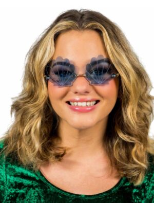 Kostümzubehör Brille Muschel blau