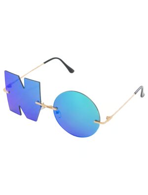 Kostümzubehör Brille "NO" blau/grün