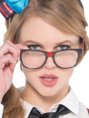 Kostümzubehör Brille Nerd schwarz/rot
