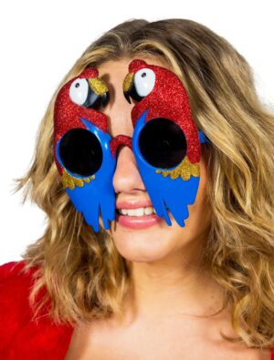 Kostümzubehör Brille Papagei rot/blau