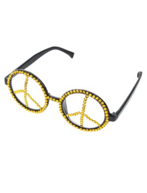 Kostümzubehör Brille Peace mit Strass gelb
