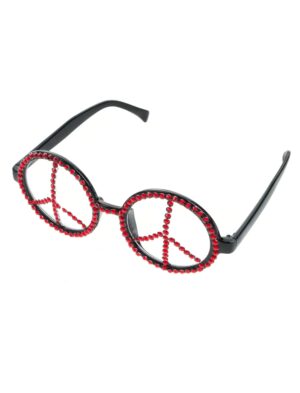 Kostümzubehör Brille Peace mit Strass rot