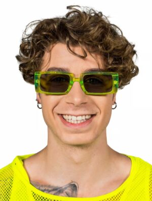 Kostümzubehör Brille Rechteck neongrün