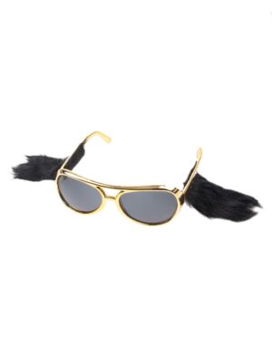 Kostümzubehör Brille Rockstar mit Koteletten gold
