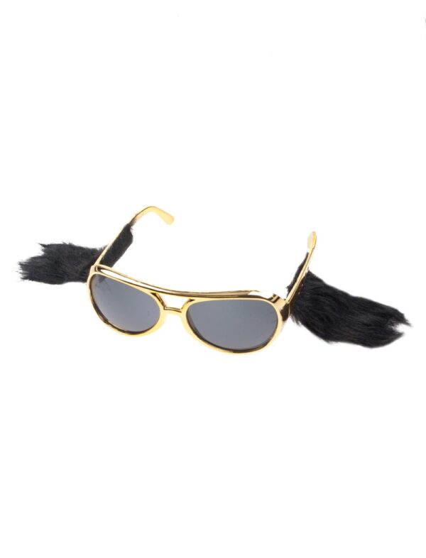 Kostümzubehör Brille Rockstar mit Koteletten gold