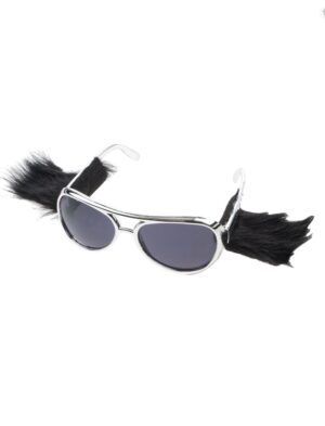 Kostümzubehör Brille Rockstar mit Koteletten silber