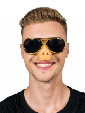 Kostümzubehör Brille Rockstar mit Nase gold