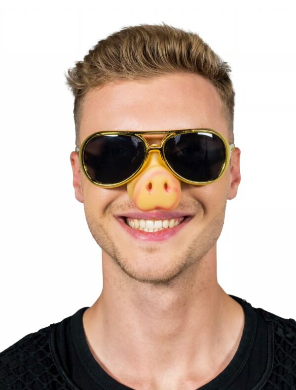 Kostümzubehör Brille Rockstar mit Nase gold