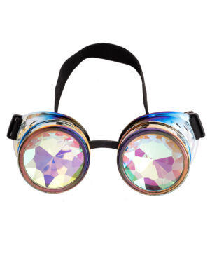 Kostümzubehör Brille Steampunk mit bunten Gläsern mehrfarbig