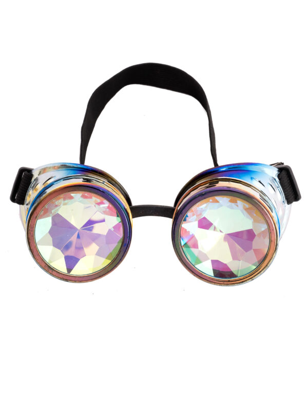 Kostümzubehör Brille Steampunk mit bunten Gläsern mehrfarbig