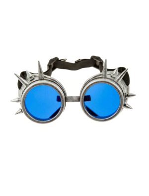 Kostümzubehör Brille Steampunk silber/blau
