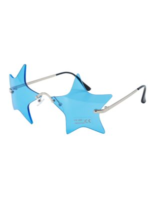 Kostümzubehör Brille Stern blau