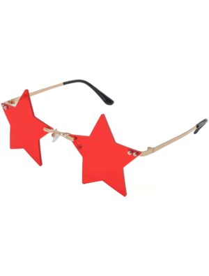 Kostümzubehör Brille Stern rot