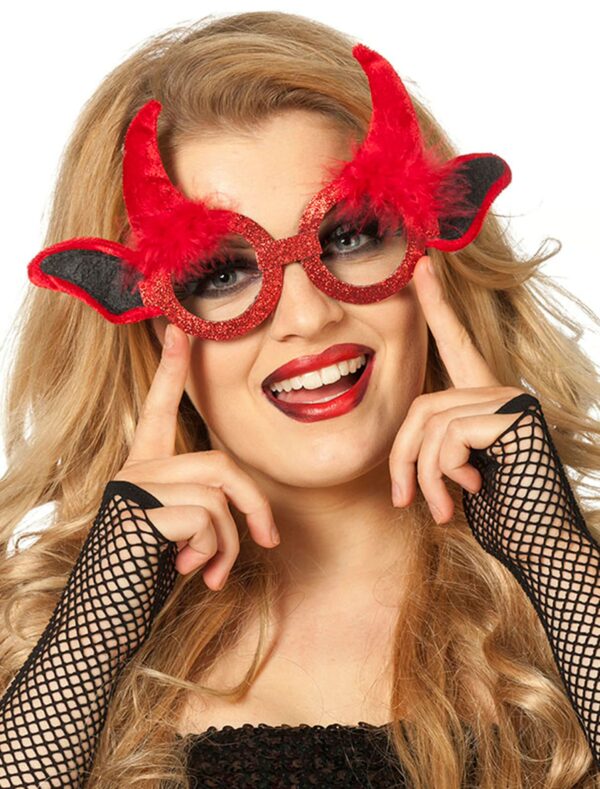 Kostümzubehör Brille Teufel ohne Gläser Farbe: rot