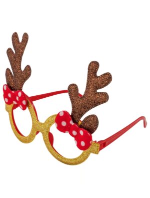 Kostümzubehör Brille Weihnachtselch gold/braun