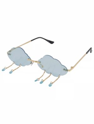 Kostümzubehör Brille Wolken mit Regentropfen hellblau