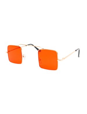 Kostümzubehör Brille eckig gold mit Gläser rot