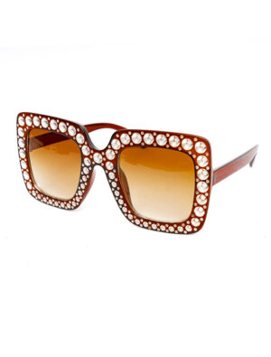 Kostümzubehör Brille eckig mit Strass braun
