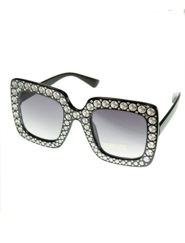 Kostümzubehör Brille eckig mit Strass grau