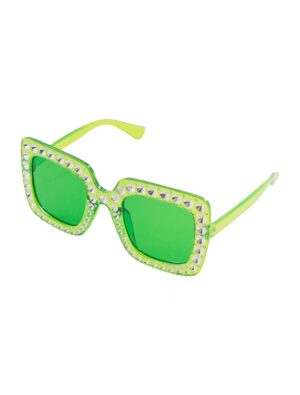 Kostümzubehör Brille eckig mit Strass grün