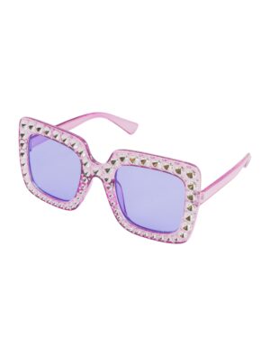 Kostümzubehör Brille eckig mit Strass lila
