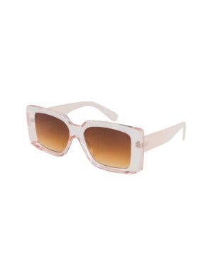 Kostümzubehör Brille eckig transparent pink
