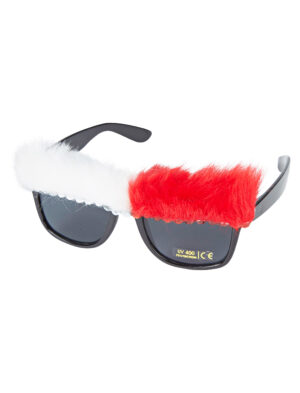 Kostümzubehör Brille mit Augenbrauen Plüsch rot/weiß