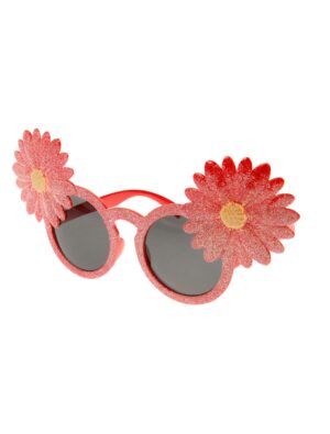 Kostümzubehör Brille mit Blumen pink