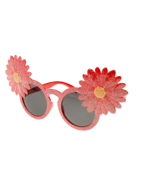 Kostümzubehör Brille mit Blumen pink