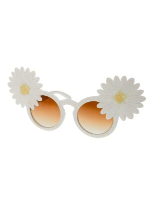 Kostümzubehör Brille mit Blumen weiß