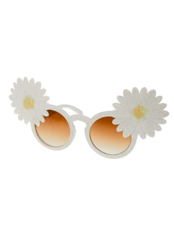 Kostümzubehör Brille mit Blumen weiß