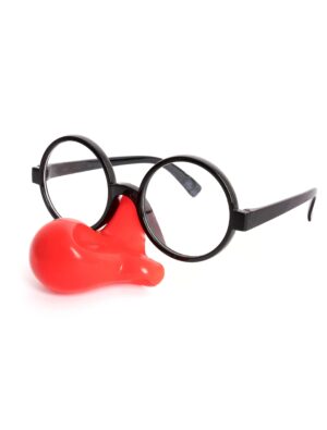 Kostümzubehör Brille mit Clownnase Farbe: schwarz/rot