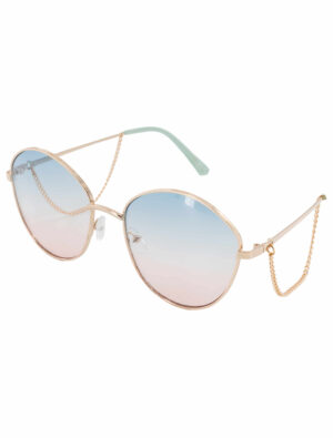 Kostümzubehör Brille mit Kette  blau/pink