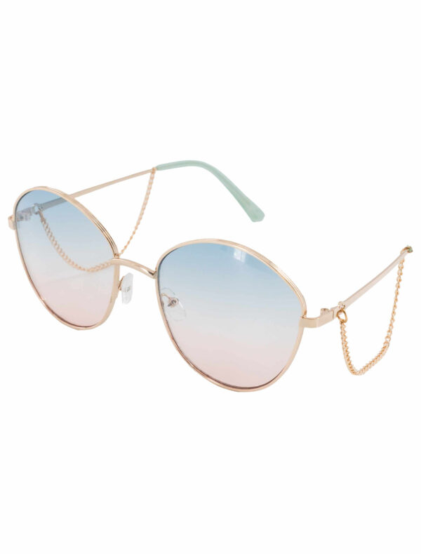 Kostümzubehör Brille mit Kette  blau/pink