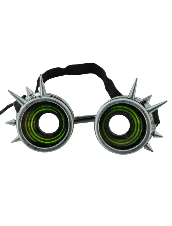 Kostümzubehör Brille mit Spikes und LED silber