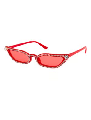 Kostümzubehör Brille mit Strass rot