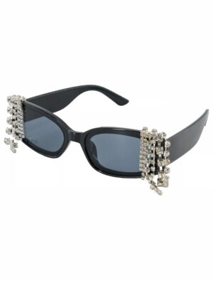 Kostümzubehör Brille mit Strass schwarz/silber
