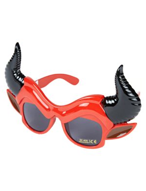 Kostümzubehör Brille mit Teufelshörnern schwarz