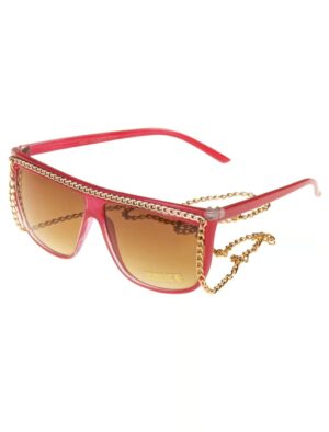 Kostümzubehör Brille mit goldener Kette rot