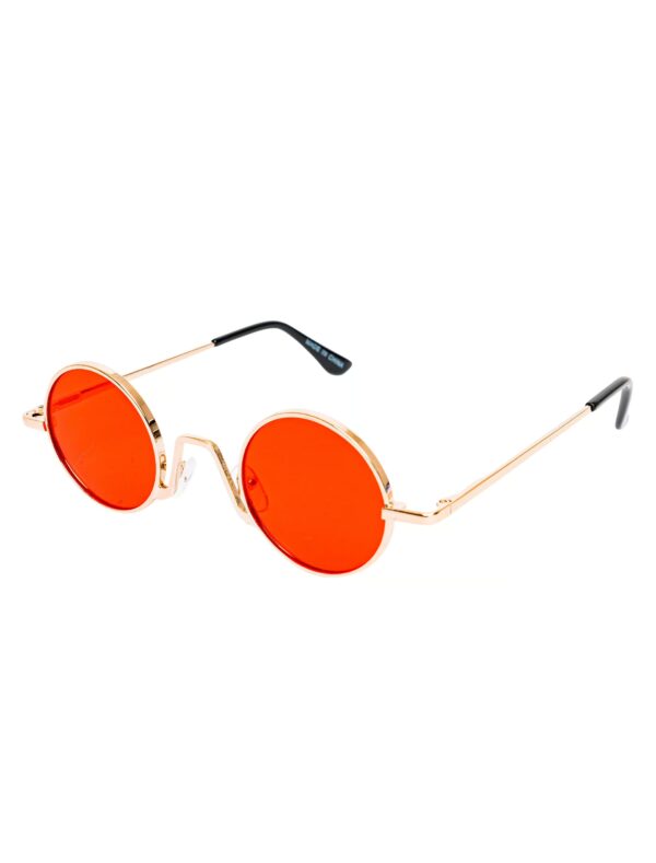 Kostümzubehör Brille rund gold mit Gläsern rot