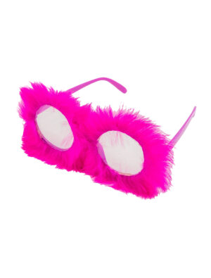 Kostümzubehör Brille rund mit Plüsch pink