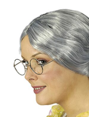 Kostümzubehör Brille rund ohne Gläser silber