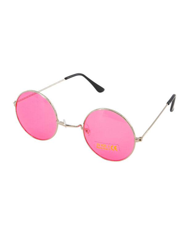 Kostümzubehör Brille rund rosa
