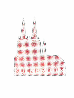 Kostümzubehör Bügelbild Kölner Dom aus Strass 12cm